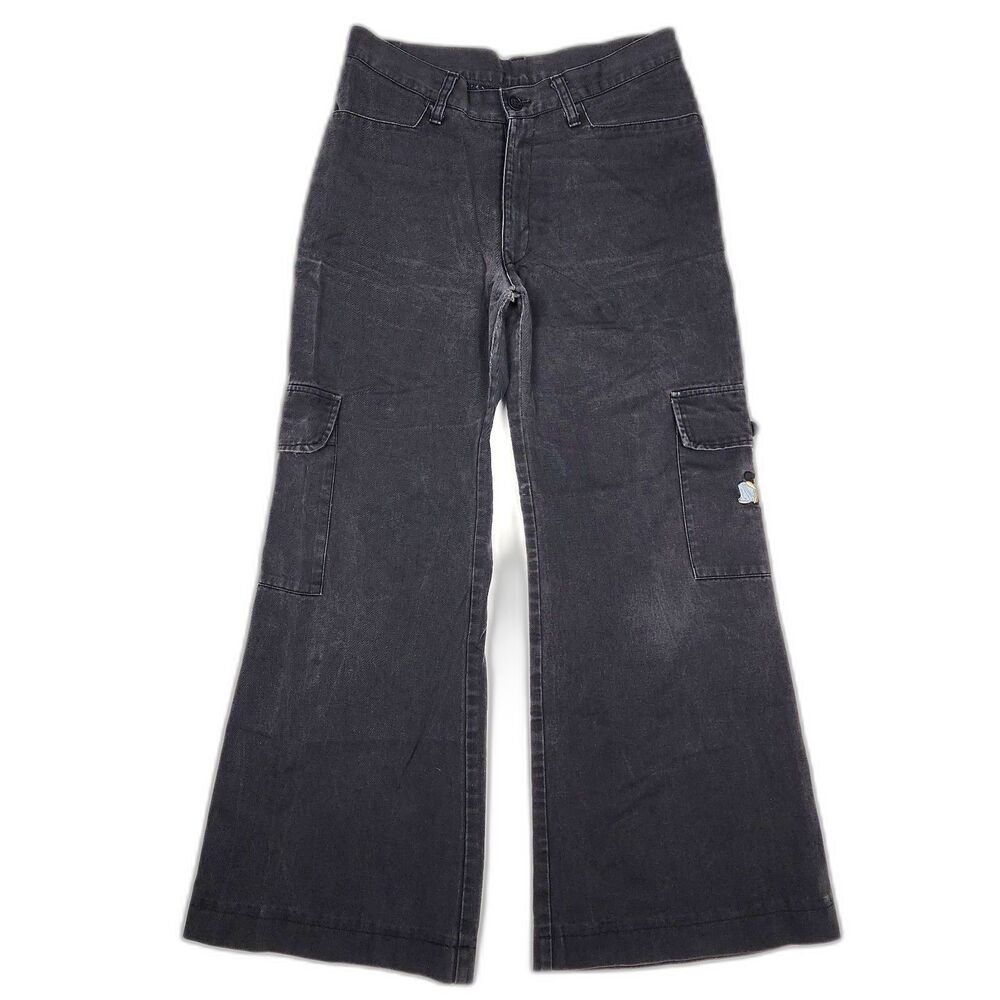 Buggirl RARE Y2K Rave 90s Cargo Wide Leg Black Jeans Size M
